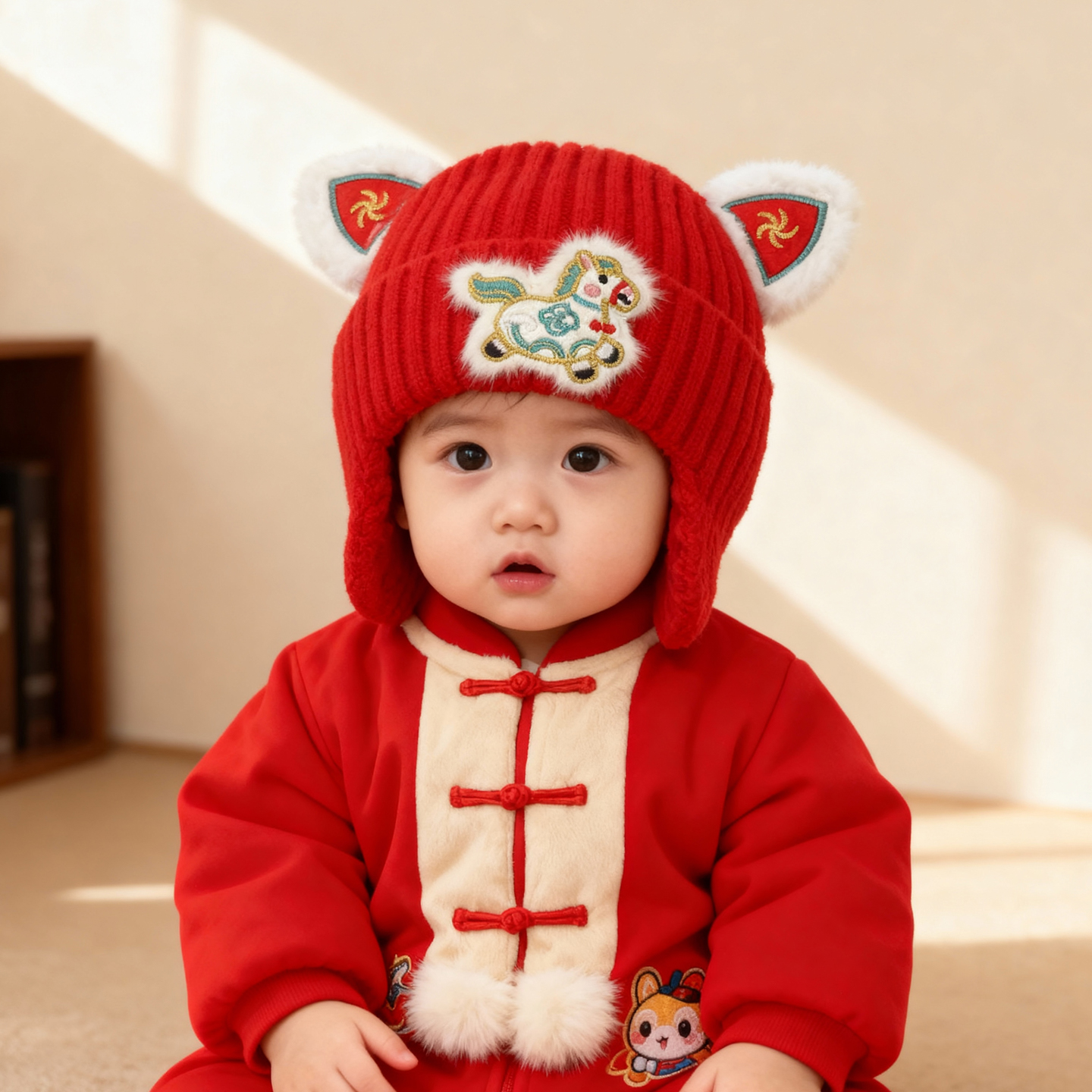 兔七宝毛线帽针织帽马到成功设计