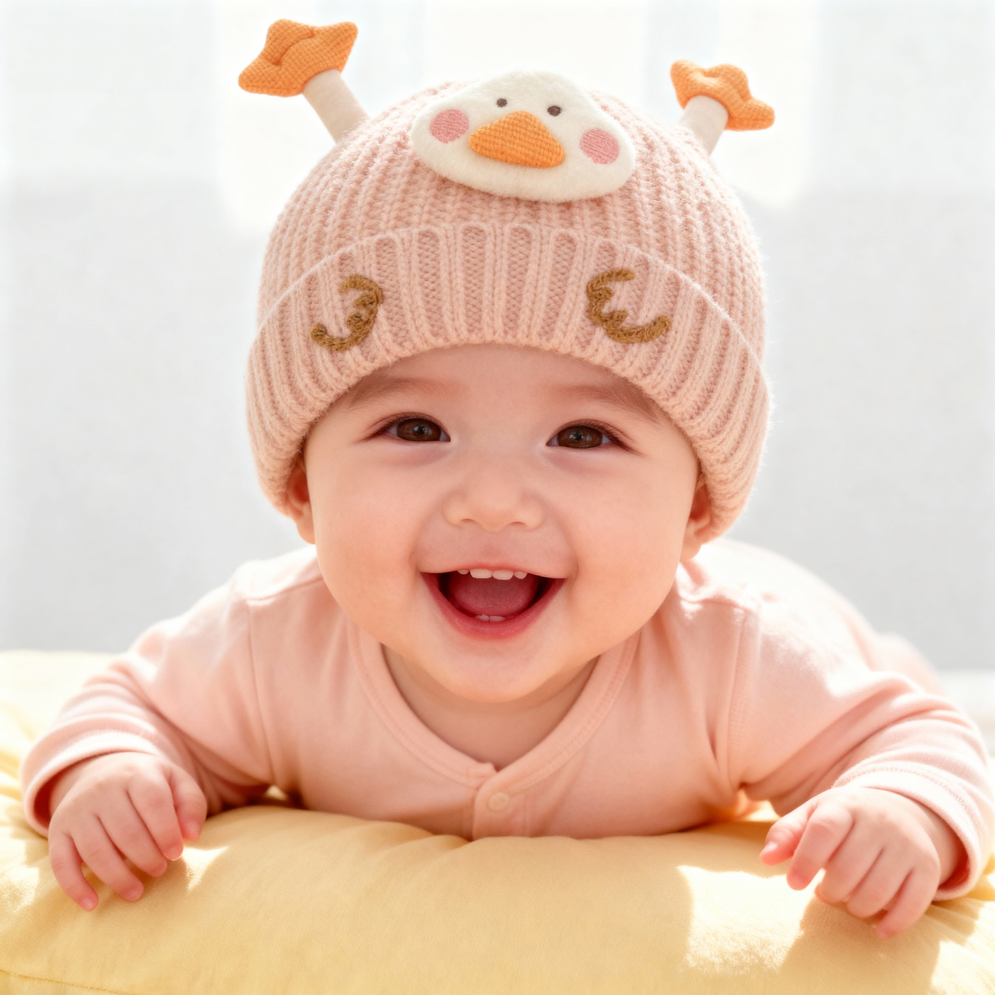 兔七宝婴儿帽子秋冬季可爱毛线帽