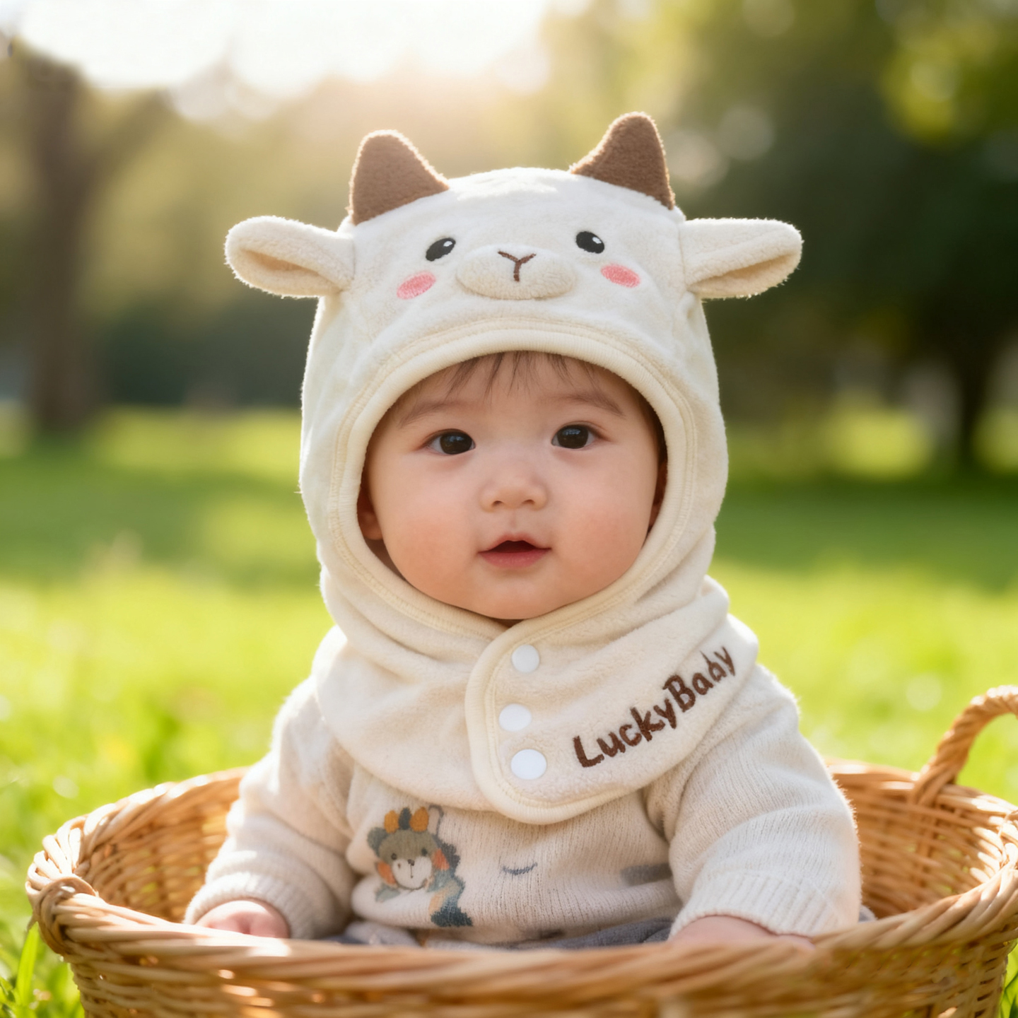 兔七宝婴儿帽子秋冬季可爱护耳帽