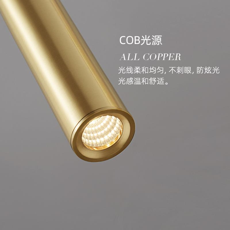 卧室床头吊灯现代简约全铜长线吧台小吊灯轻奢创意极简主卧床头灯