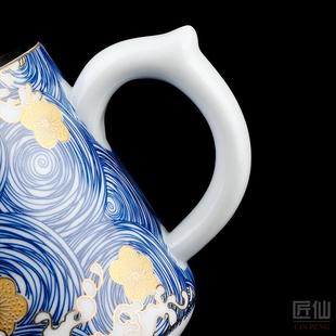 陶瓷茶杯茶水分离带盖过滤茶漏鎏银内胆家用办公室泡茶杯子大容量