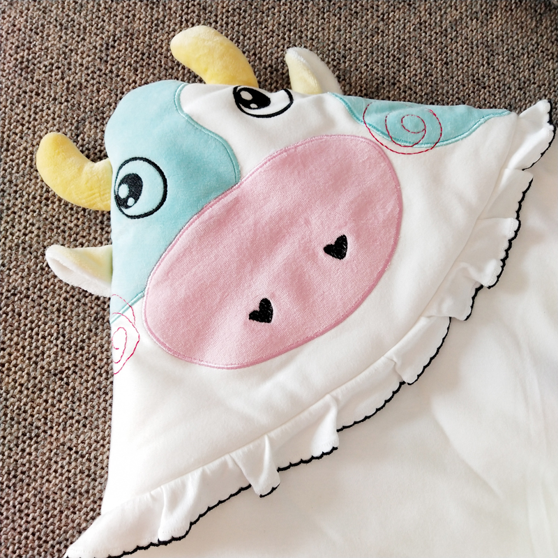 初生婴儿抱被牛宝宝纯棉包被卡通春秋冬加厚新生儿襁褓可脱胆被子