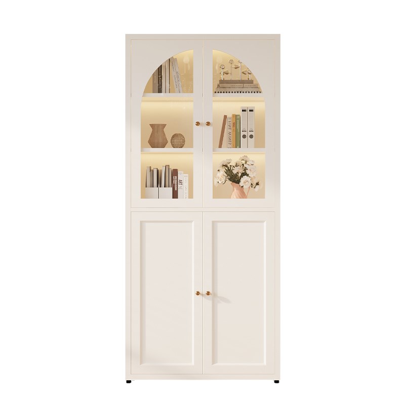 儿童书柜书架铁艺法式落地展示柜卧室玩具带门组合收纳柜置物柜子