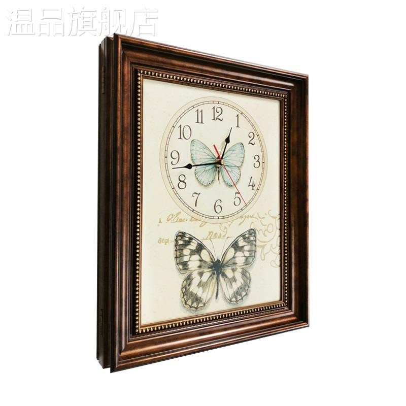 网红欧式幸福树美式遮电箱复古电表箱装饰画带时钟钟表遮挡电表盖图片