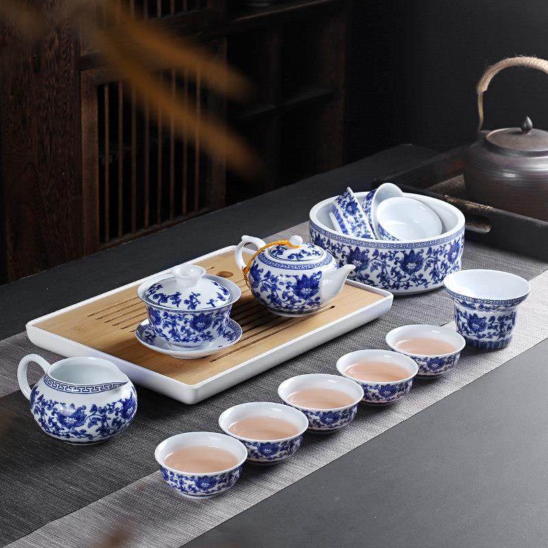 白瓷茶具套装功夫茶具茶洗青花瓷山水画简约家用会客办公泡茶组,餐饮具,功夫茶具,淘宝优惠券,粉丝福利购,淘宝优惠卷