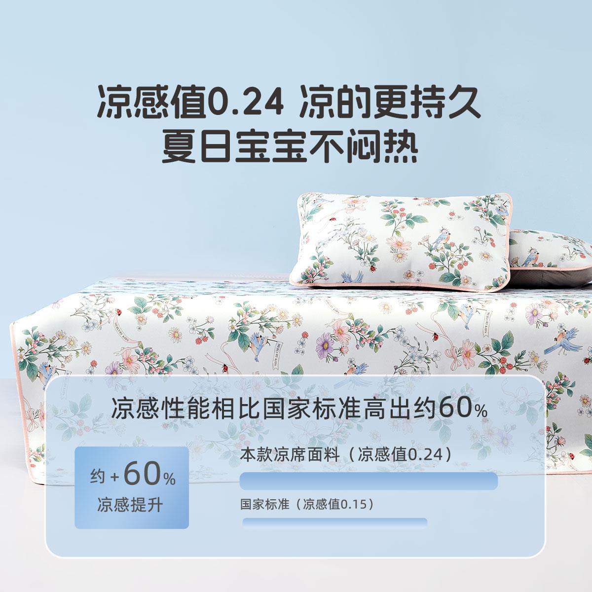 水XD51R802星儿童0季00D冰丝1席母婴A类抑凉感席子可水洗夏菌降温