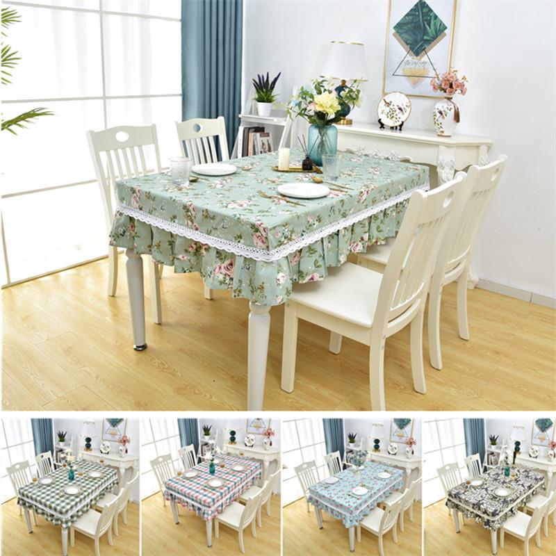 定制欧式亚麻棉麻长方形餐桌布桌套田园茶几台布布艺盖巾荷叶花边