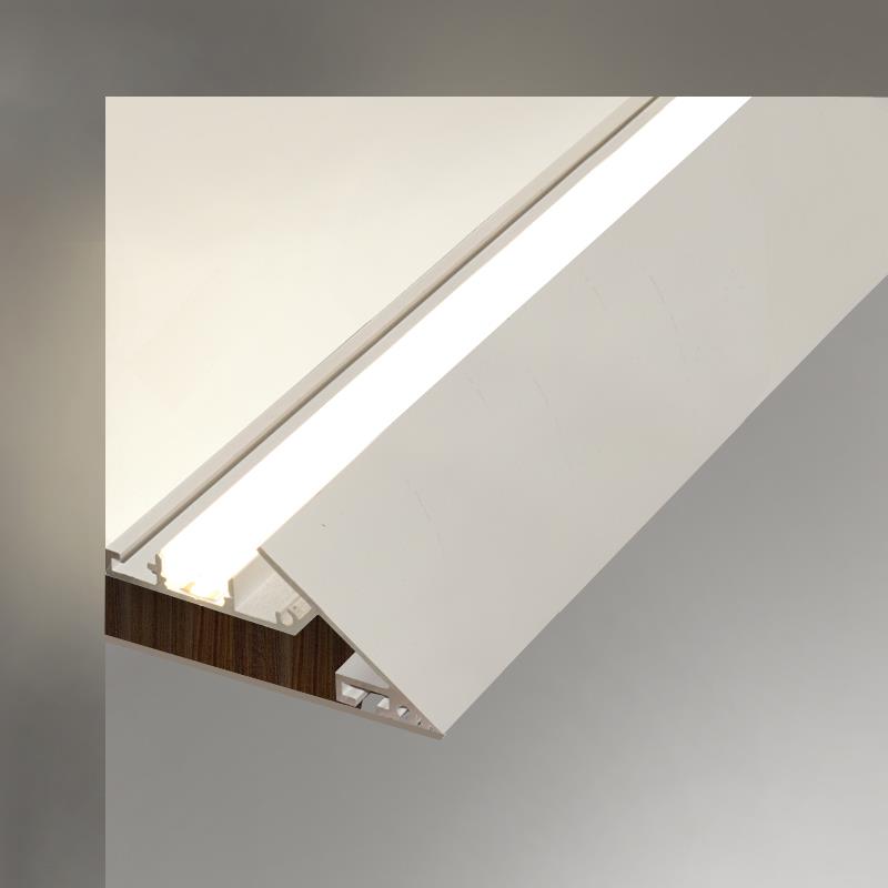 薄如蝉翼斜面灯槽45度回形顶灯带悬浮吊顶反光灯槽斜边线性氛围灯