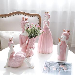 服装店轻奢家居现代客厅卧室装饰品展示柜摆设电视柜陶瓷女孩摆件