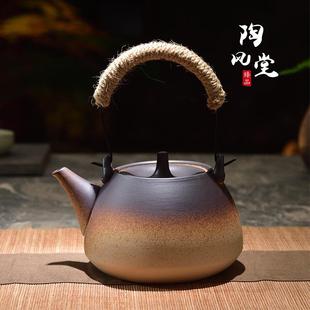 功夫茶炉粗陶煮茶壶侧把壶柴烧壶泡茶烧水壶三界电陶炉家用煮茶器
