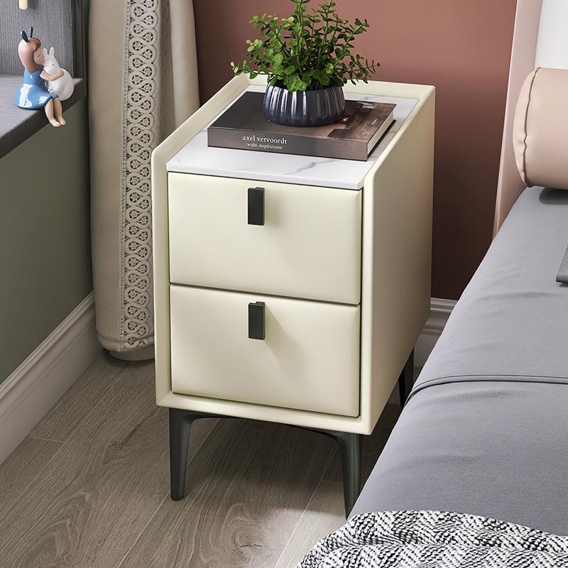 30CM极窄岩板卧室边柜全实木简约现代轻奢迷你小型超窄皮质床头柜