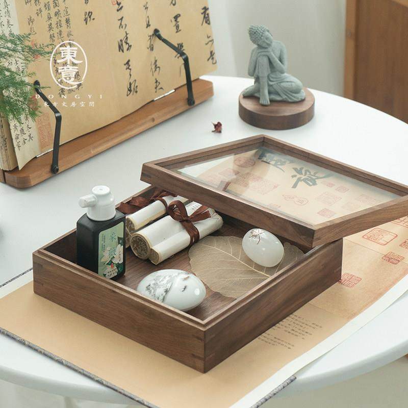 东意文房北美黑胡桃木收纳盒文房四宝收纳文盘实木毛笔文玩收纳箱,文具电教/文化用品/商务用品,文房四宝,淘宝优惠券,粉丝福利购,淘宝优惠卷