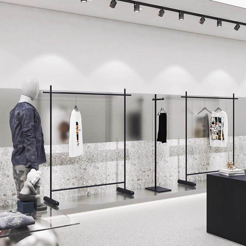 服装店展示架铁艺落地式中岛挂衣架男女童装店货架陈列道具挂衣杆