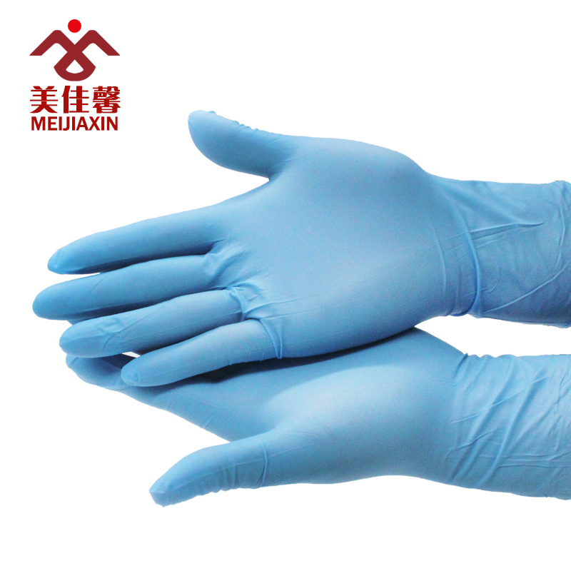 美佳馨牌蓝色丁晴手套橡胶乳胶丁腈一次性手套劳保耐油耐酸碱工业