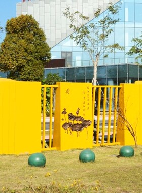 爱莲说诗词文化屏风背景板公园雕塑小品摆件大型玻璃钢艺术雕塑