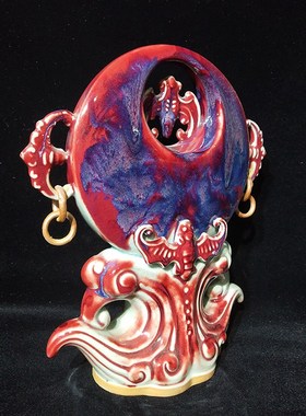 神垕钧瓷手工摆件《五福临门》窑变家居饰品陶瓷工艺品客厅博古架