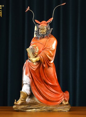 彩铜钟馗摆件新中式家居玄功办公室装饰品桌面铜工艺品礼品