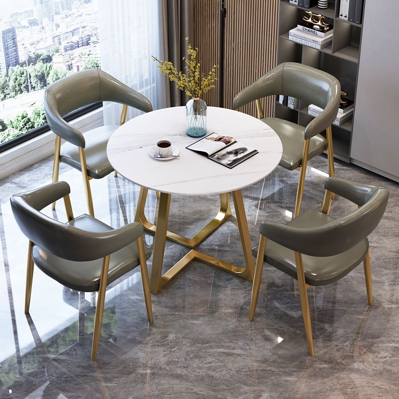 岩板简约洽谈商务售楼部接待桌椅组合会客桌休闲阳台小圆桌甜品店