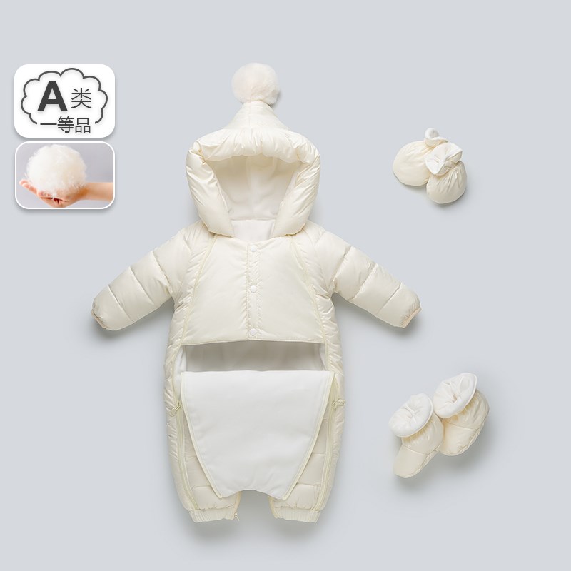 宝宝羽绒服连体衣冬季婴儿加厚外出服哈衣幼儿可爱羽绒连身衣爬服