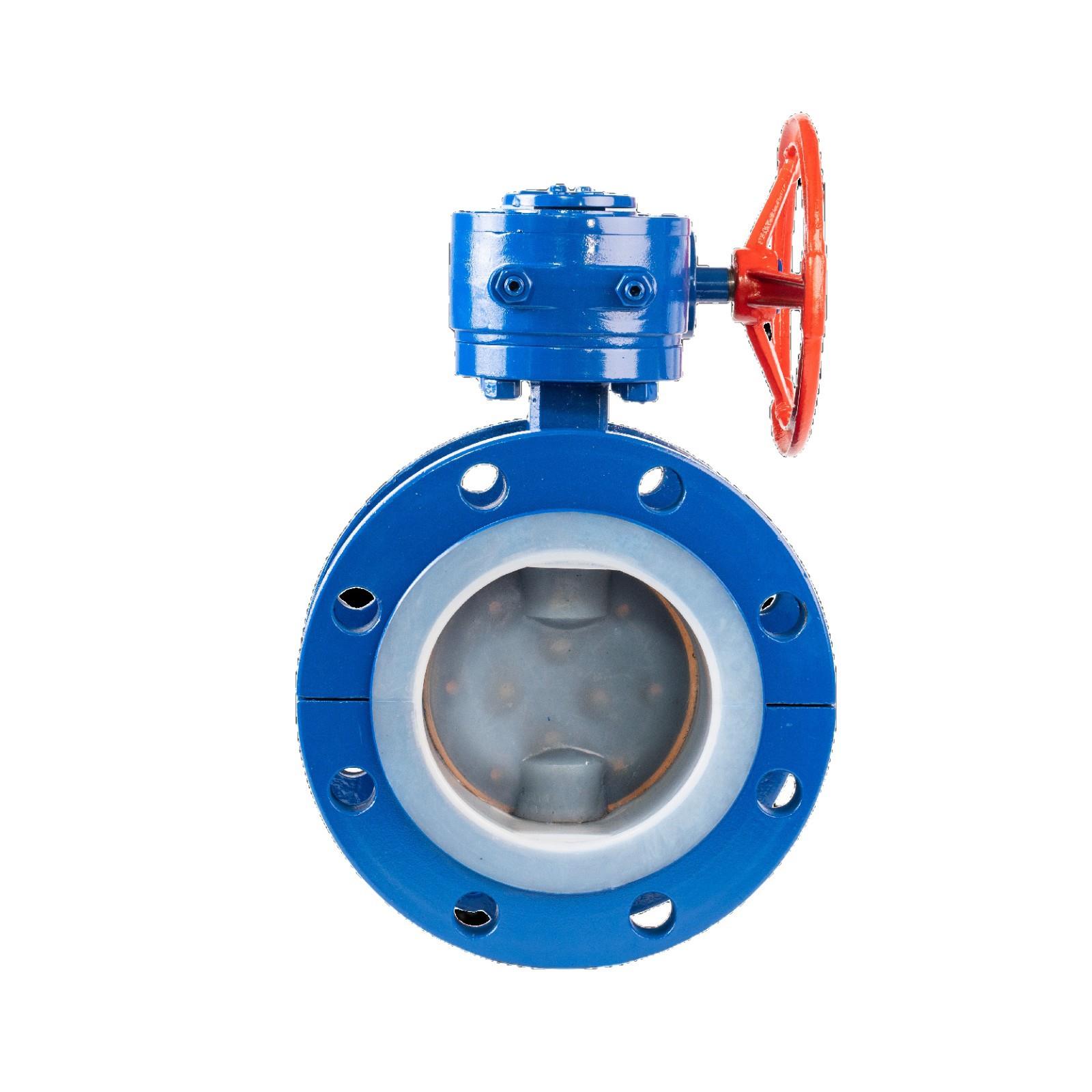 衬氟法兰蝶阀d341f46-16手动涡轮软密封防腐耐酸模压工艺厂家直销