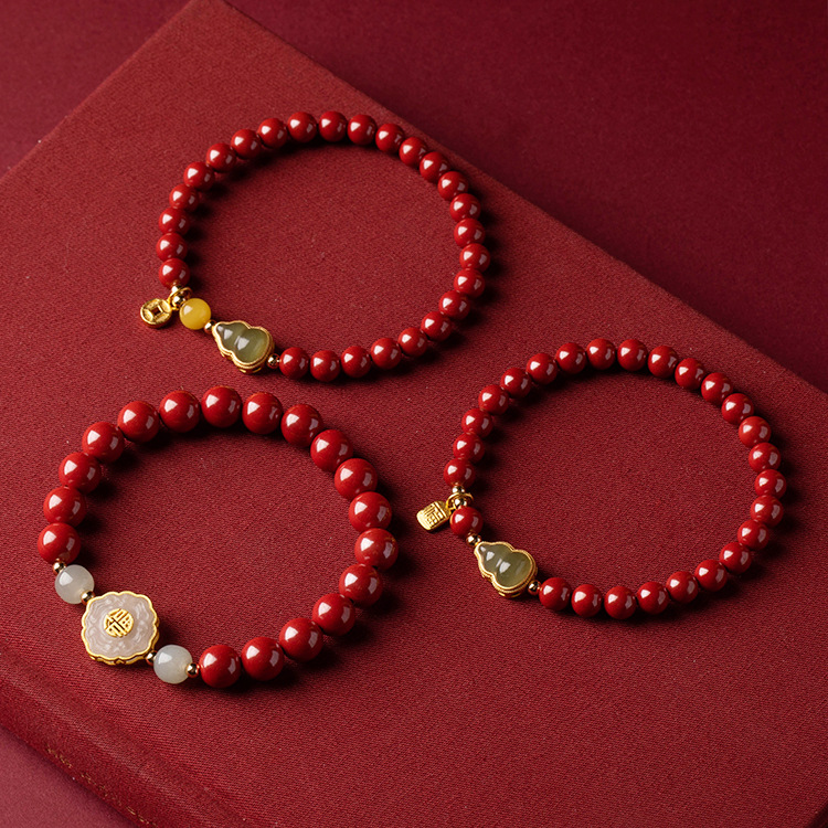 新中式朱砂手串女天然和田玉