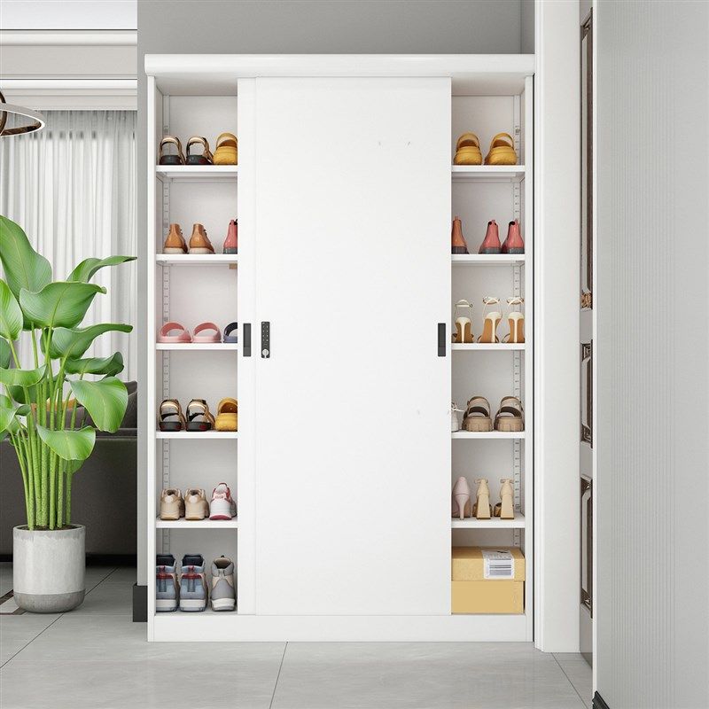 白色钢制拉门鞋柜家用带锁移门大容量收纳柜楼道铁皮阳台收纳柜,住宅家具,鞋柜,淘宝优惠券,粉丝福利购,淘宝优惠卷