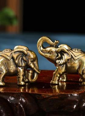 大象摆件一对招财纳福桌面家居客厅办公桌茶宠吉祥办公室工艺装饰