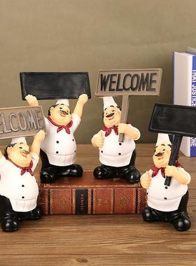 创意欢迎光临厨师摆件家居客餐厅奶茶店咖啡馆酒店前台桌面装饰品