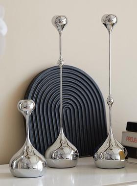 现代无障碍豪华金属水滴烛台装饰模型房间装饰酒店西餐厅烛光晚餐