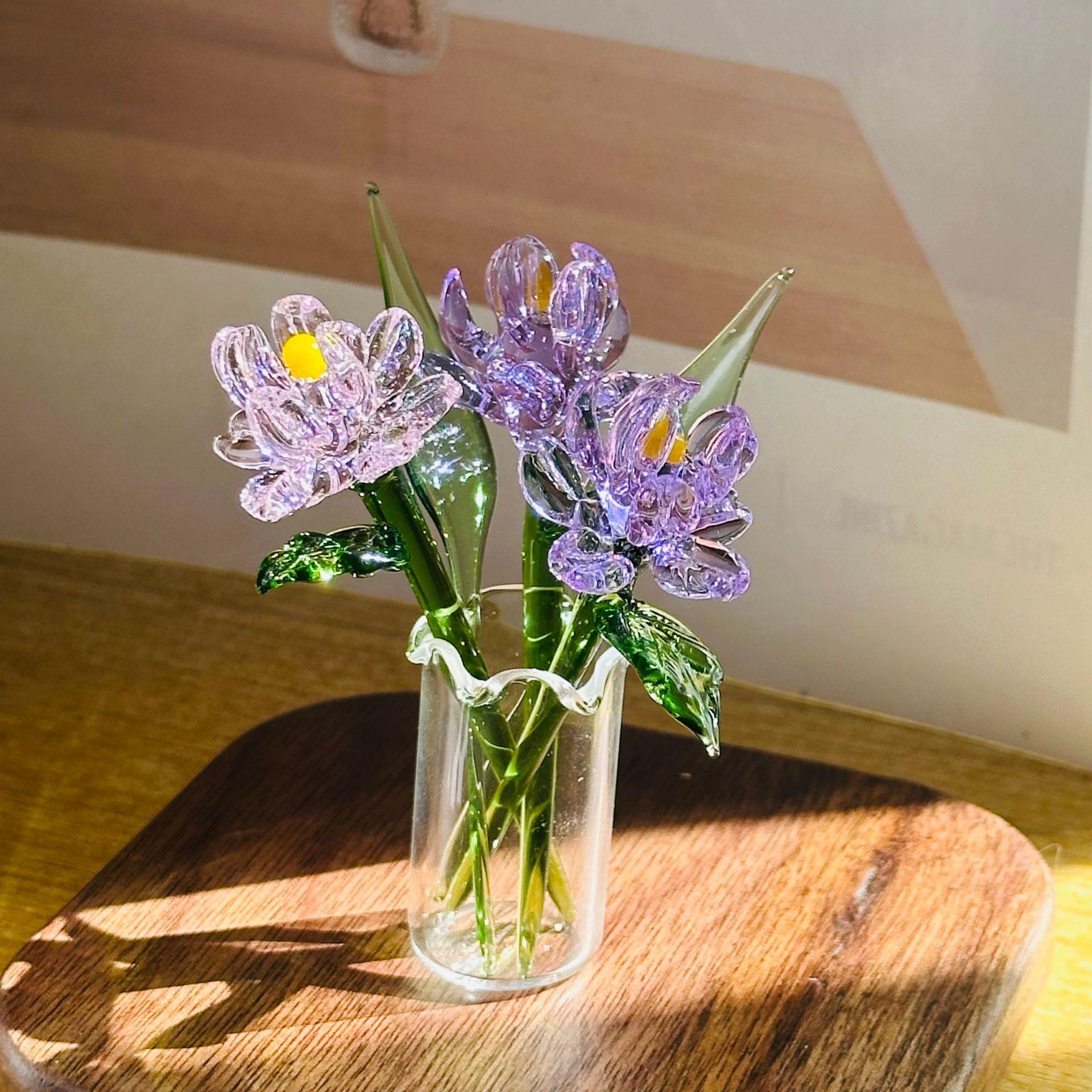 釉花纯手工小花瓶客厅餐桌装饰装饰高端现代简约人造花