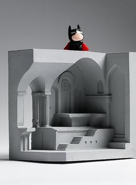 创意鱼缸景观箱水泥哥特教堂微缩建筑摆件欧式创意造景装饰摆件