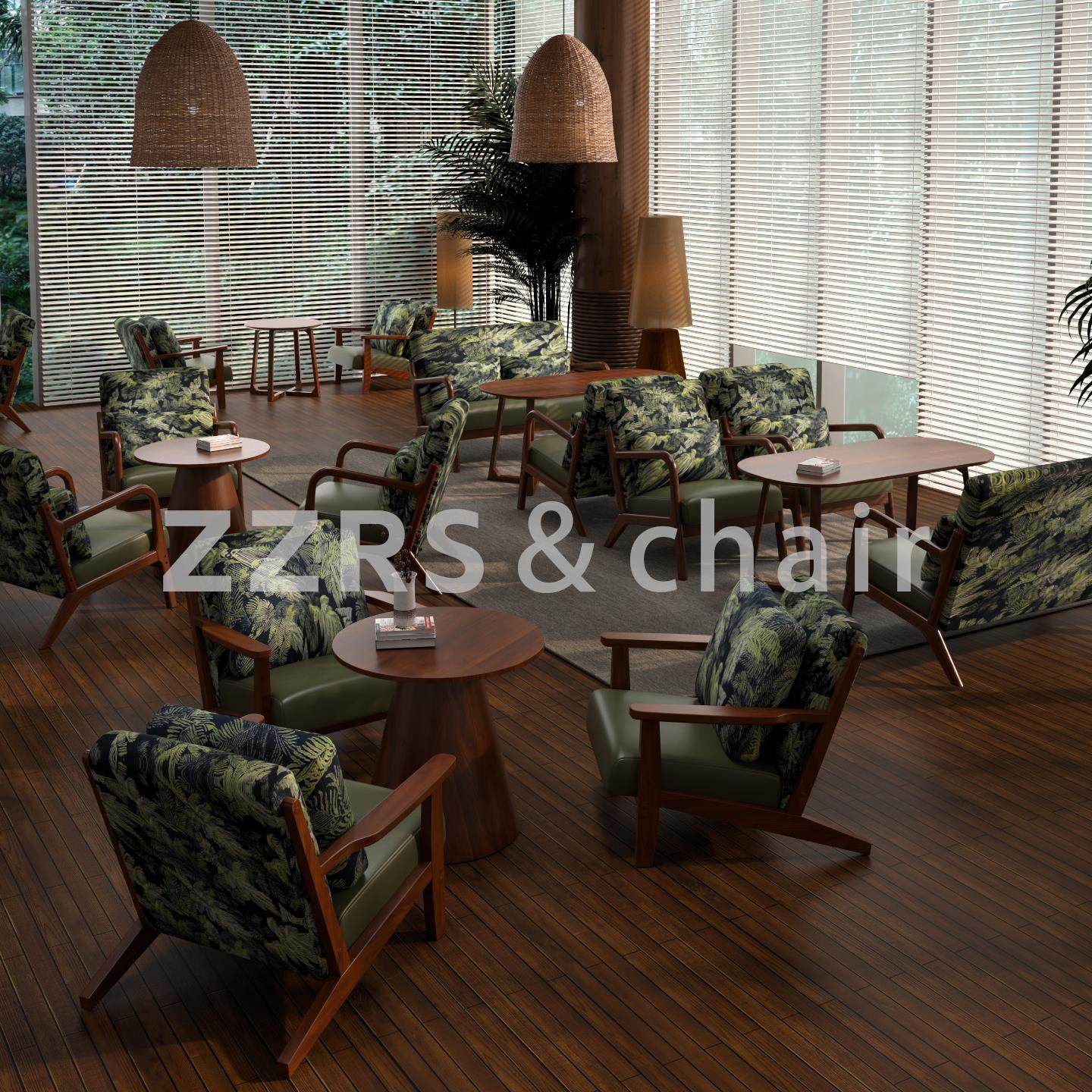 中古风休闲沙发椅咖啡厅奶茶店桌椅组合酒店民宿接待洽谈卡座商用