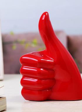 大拇指现代陶瓷工艺品创意摆设办公室房间装饰品书桌摆件生日礼物