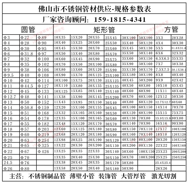 201不锈钢方管304圆管矩形管特大管316L卫生拉丝焊接激光木纹制品