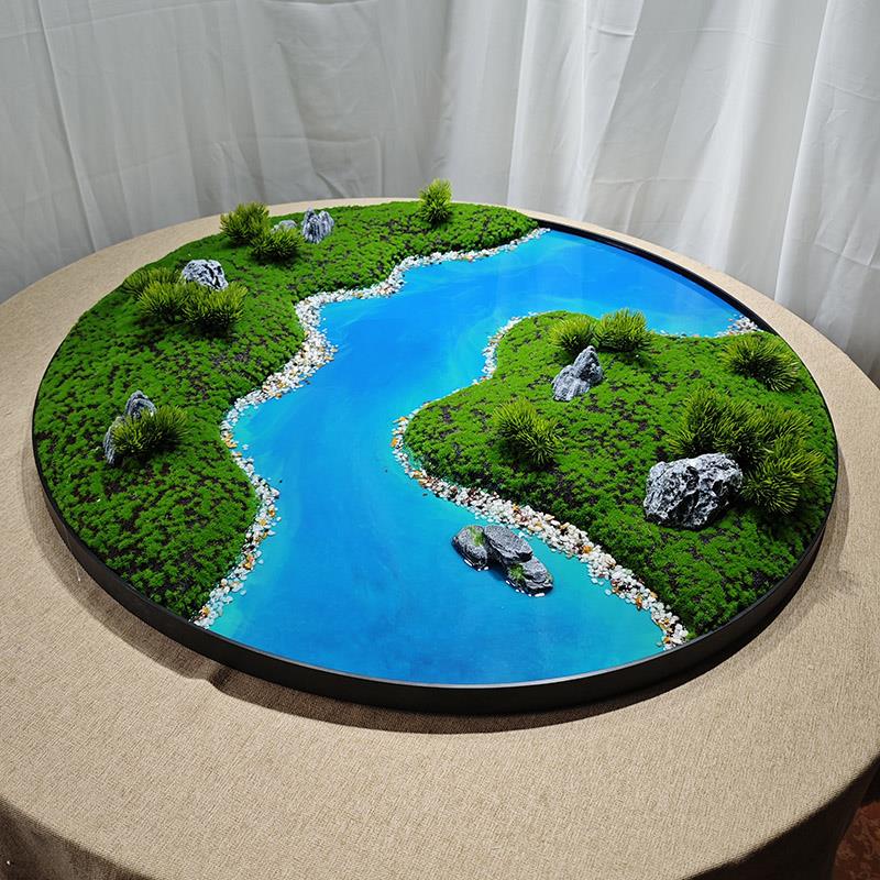 高档酒店大圆桌转盘中间摆件餐桌花摆花圆形装饰微景观中心摆台花