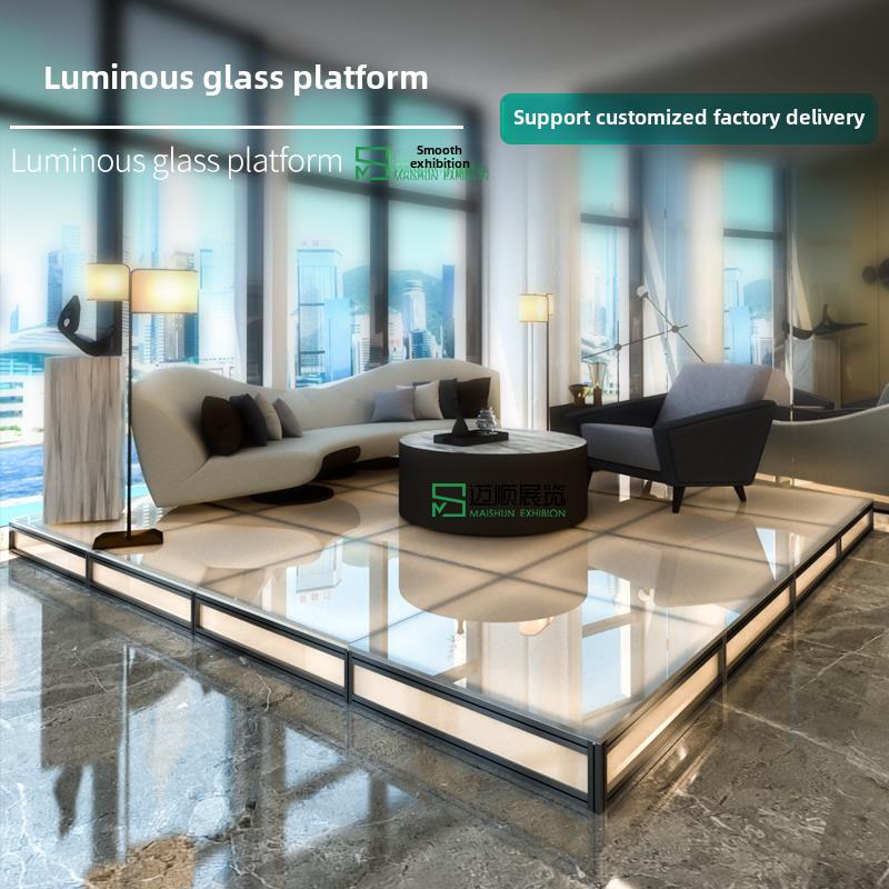 钢化玻璃舞台走秀T台酒吧ktv驻唱台婚庆酒店活动钢琴发光展示地台