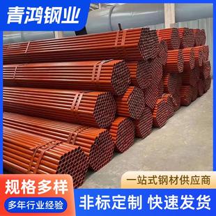 外架钢管1.5寸外墙喷黑黄漆架子管厂家 建筑工地红白漆架子管48