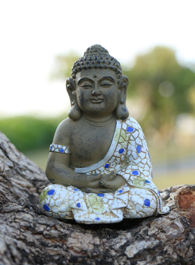 亮丽花园禅意如来小佛像摆件新中式石塔装饰品微景观摆件配件睡佛