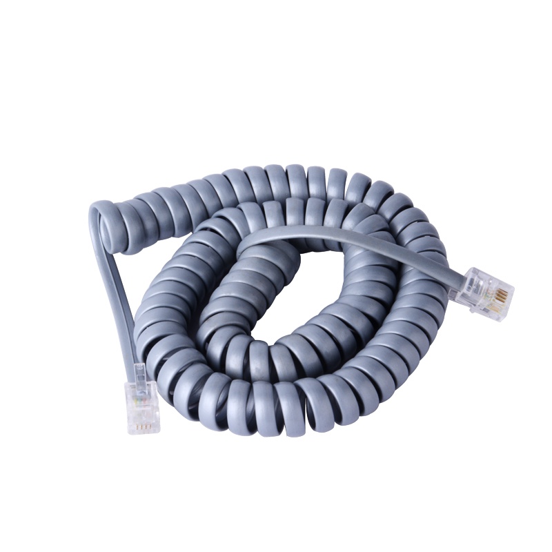 4P4C电话听筒线RJ9  手柄线  电话曲线 10米 黑色RJ10 RJ22弹簧线