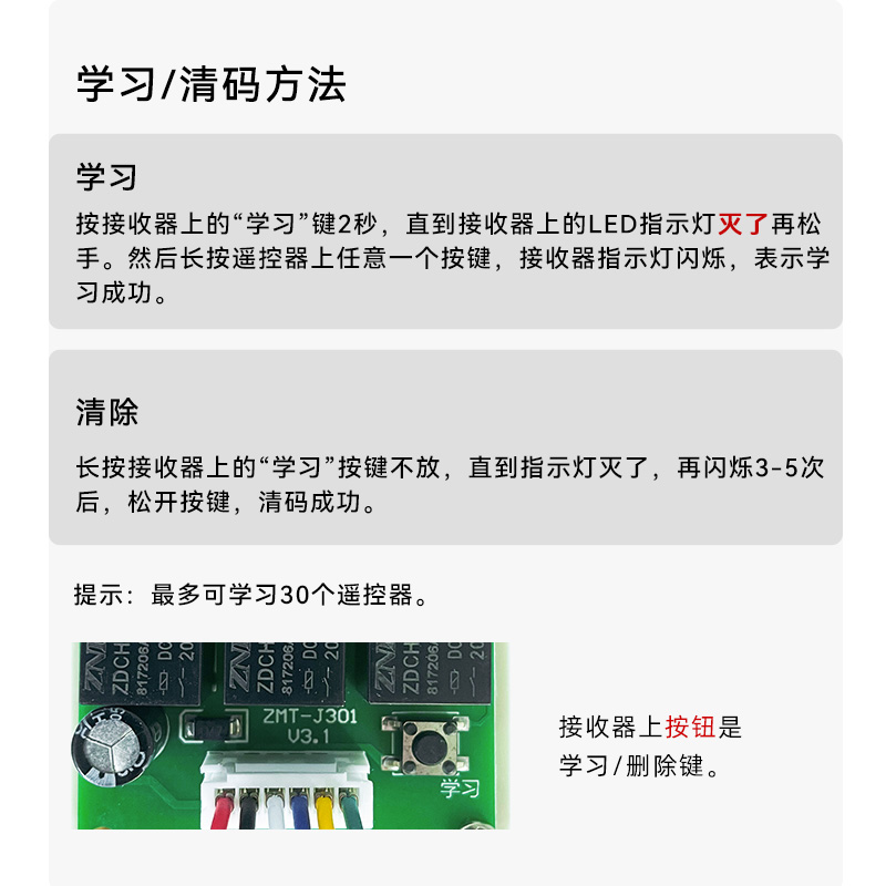 通道闸接收器模块无线遥控器430MHz频率停车场遥控接收器小区门禁
