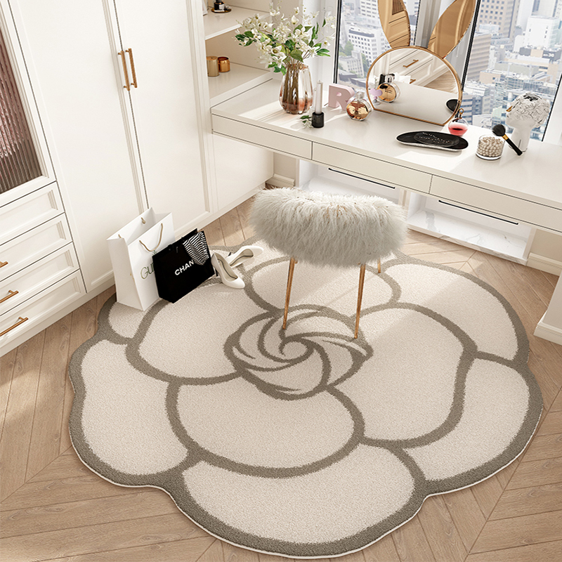 法式奶油风地毯客厅轻奢高级圆形地垫衣帽间脚垫主卧隔音毯转椅垫
