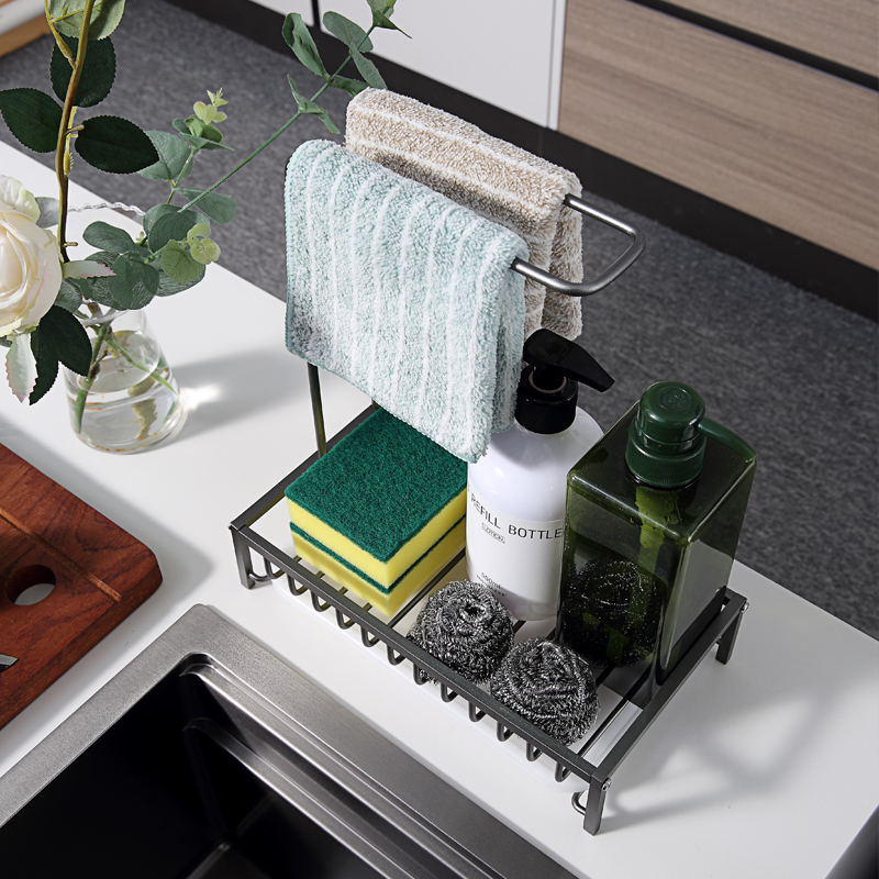 厨房抹布置物架壁挂式抹布厨房专用海绵水槽沥水架厨房毛巾抹布架
