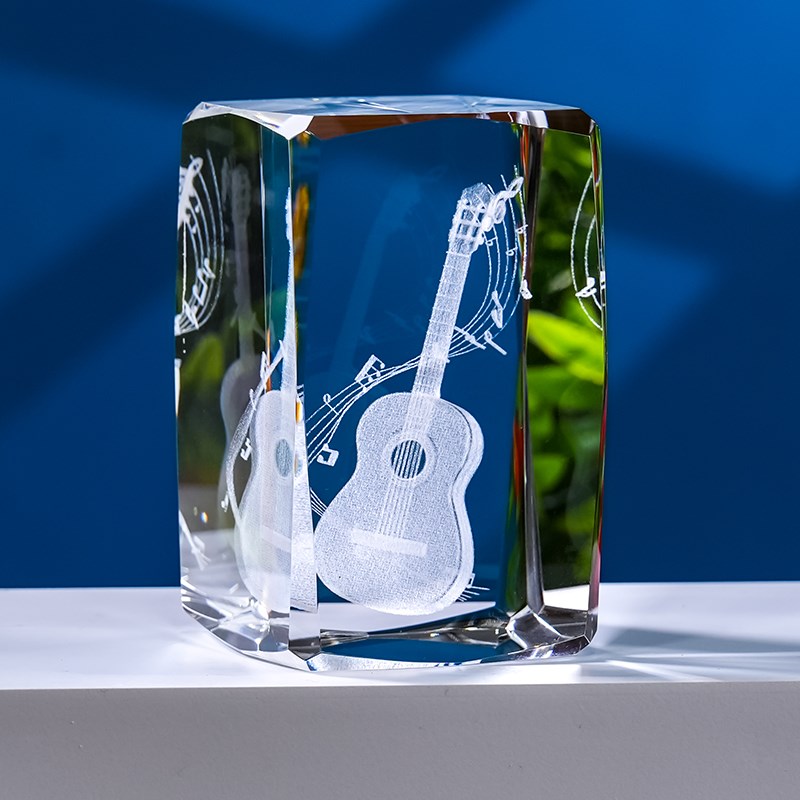 水晶工艺品3D模型内雕吉他乐器镇纸摆件纪念品伞送女生生日礼品