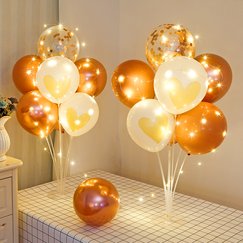 满月仪式桌飘气球宝宝周岁生日布置男女孩儿童户外拍照道具装饰品