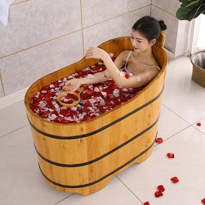 香柏木洗澡木桶浴桶大人泡澡桶家用浴缸全身药浴桶薰蒸加厚洗澡桶