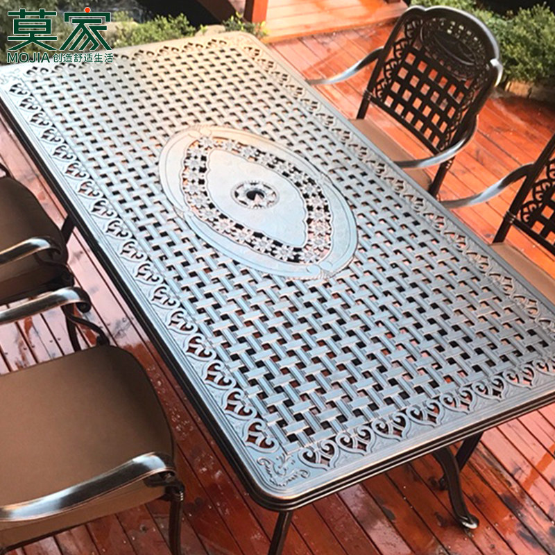 莫家户外家具铸铝桌椅单桌庭院花园休闲餐桌美式乡村欧式铁艺桌