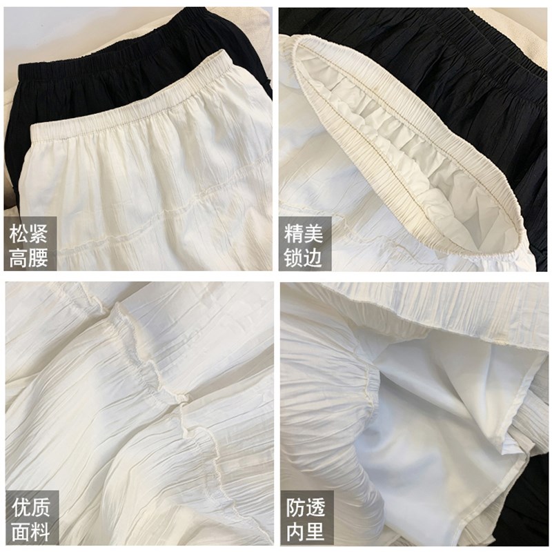 白色半身裙女2024夏季薄新款高腰显瘦a字芭蕾风中长款蓬蓬蛋糕裙