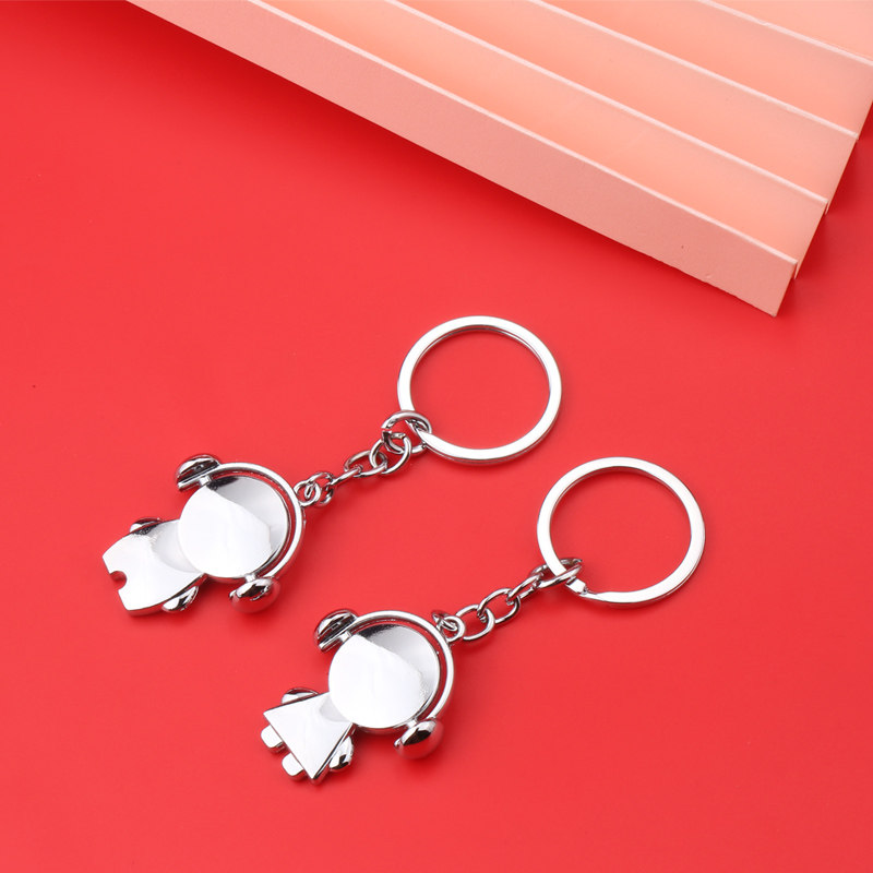 情侣小人一对男女时尚工艺品钥匙扣定制刻字钥匙链刻名字情人节