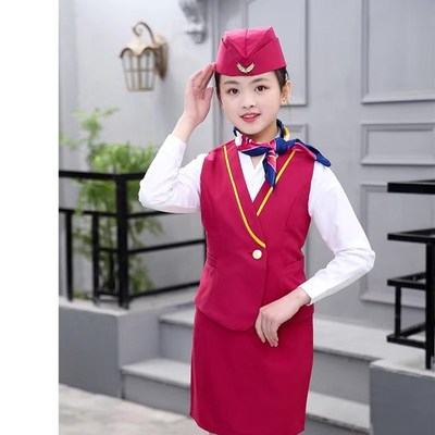 儿童机长空姐制服男女童小学生空乘套装小飞行员走秀演出职业服装
