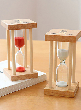 沙漏计时器儿童1/3/5/10分钟漏沙创意刷牙家居流沙瓶榉木海沙刻字